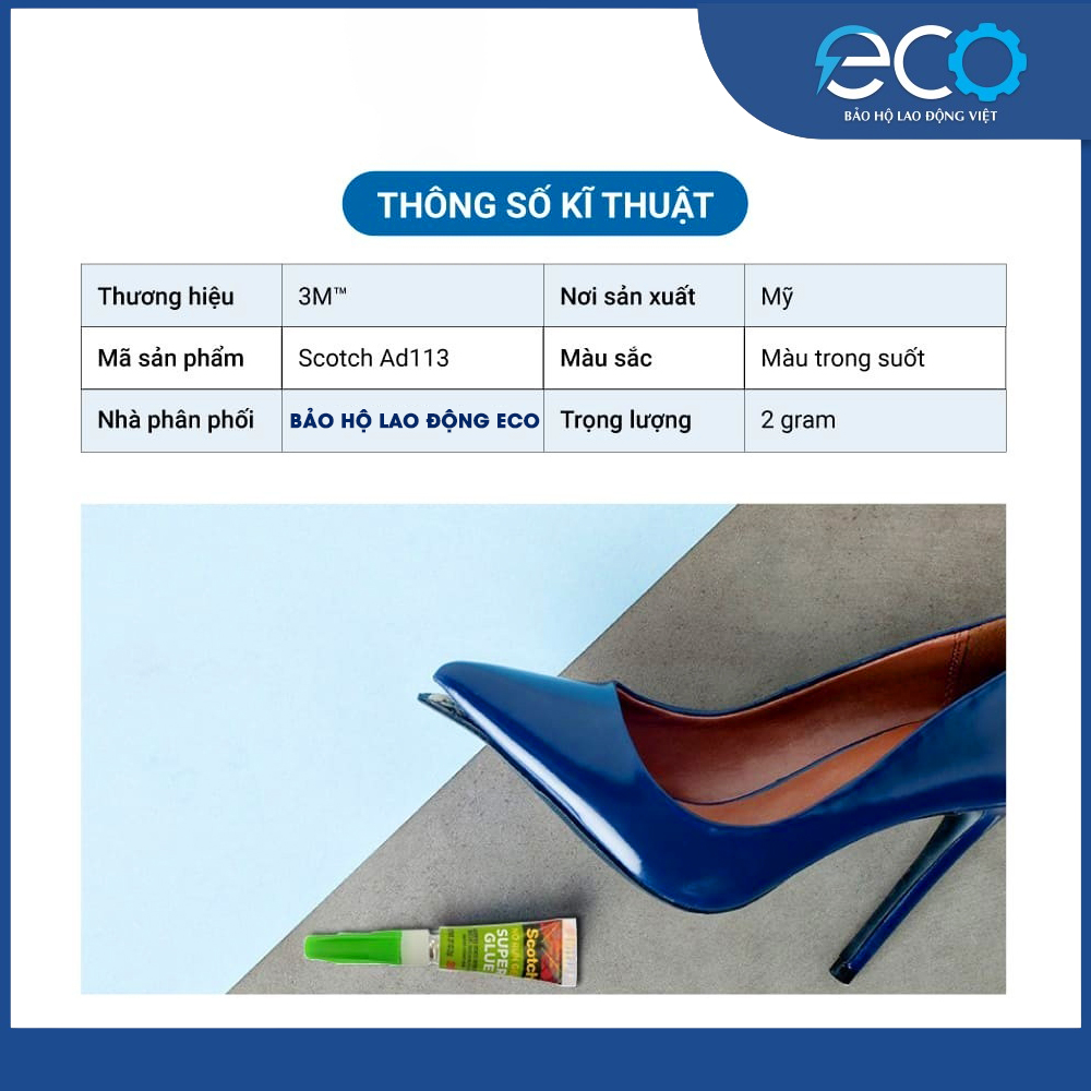 Keo 3M AD113 Super Glue 2g – Keo Dán Giày, Gỗ, Nhựa, Cao Su Siêu Dính – Gel Trong Suốt Không Chảy