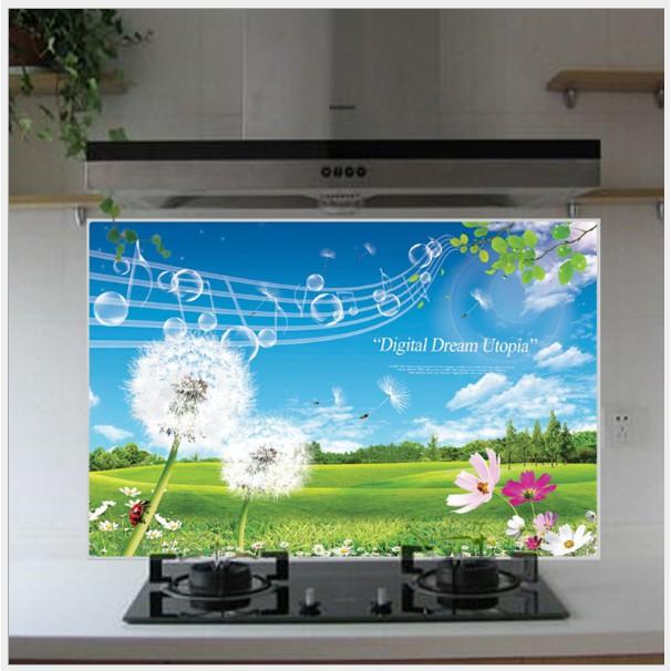 Decal Dán Bếp Tráng Nhôm Cách Nhiệt - Bồ công anh trắng và bản nhạc