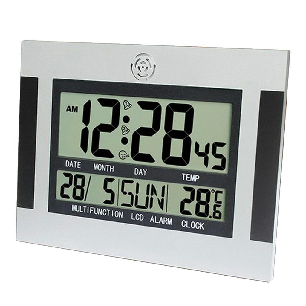 3X Large LCD Wall Clock Digital Clock with Date Temperature for Living Room