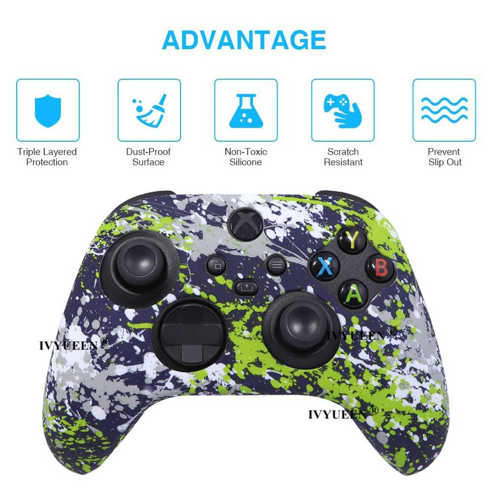 Vỏ silicone mềm cho Xbox Series X S Bộ điều khiển bảo vệ da Gamepad Skin Skin Thumb Grips Cap Cần điều khiển Màu sắc Shell: Black Dragon