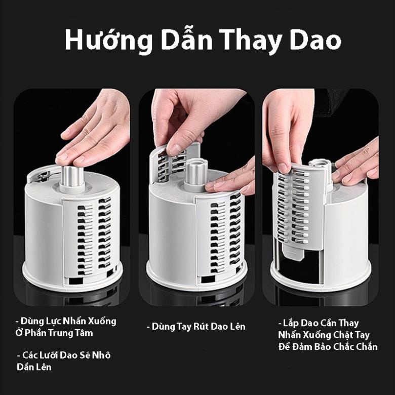 Máy Thái Lát Rau Củ Đa Năng Kèm 6 Lưỡi Dao Cắt - Thái Lát Bào Cắt Củ Quả