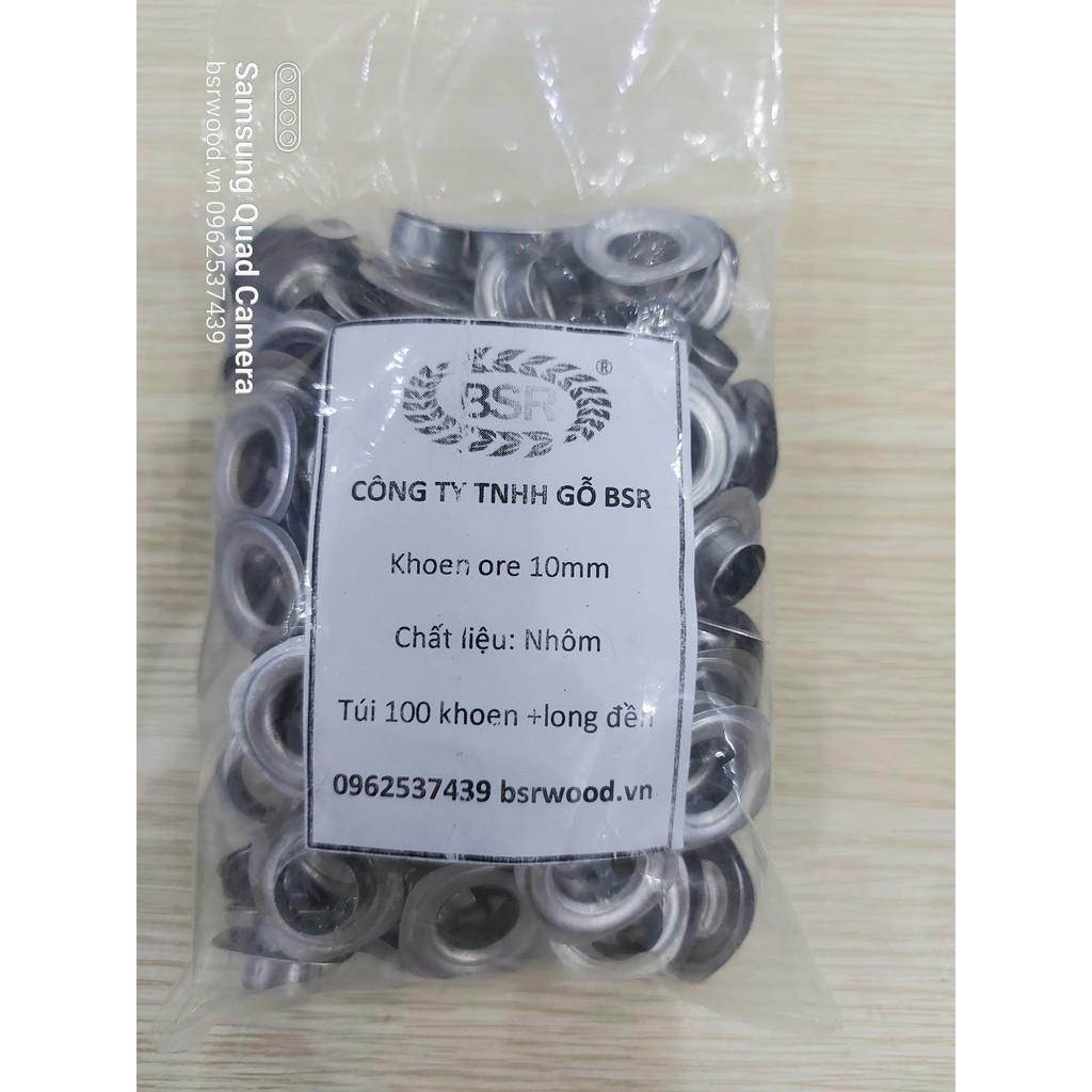 Khoen ore (ode) 10mm Khuy mắt cáo đóng bạt, bấm bạt 10ly Bằng NHÔM Túi 100 cái + 100 long đền