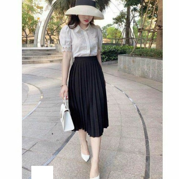 Chân váy xếp ly ánh nhũ thời trang