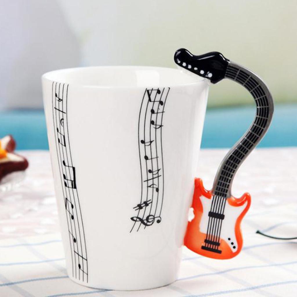 Musical Guitar Mug Drink Tea Milk Coffee Mug Ceramic Cup Black Freedom