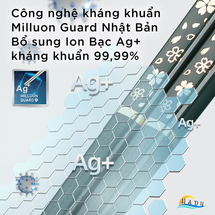 [5 Đôi] Đũa Ăn Cơm Kháng Khuẩn Cao Cấp Sợi Thủy Tinh Khảm Hoa Anh Đào Kiểu Nhật Bản Sang Trọng HADU