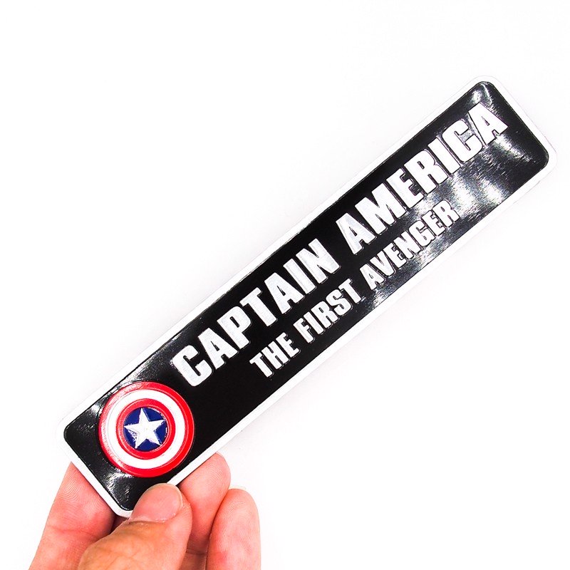 Captain America The First Avenger hình chữ nhật dài - Sticker metal 3D hình dán kim loại