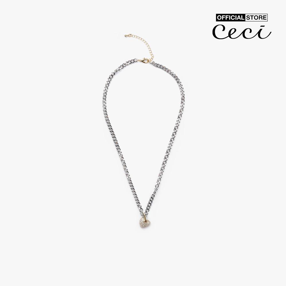 CECI - Dây chuyền nữ mắc xích phối mặt hình trái tim thời trang CC4-01000185-07