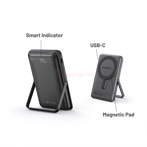 Sạc dự phòng kiêm sạc không dây Mazer Infinite.Boost MagAir Charge.Stand 10.0PD M-MAGAIR13-GY - Hàng chính hãng