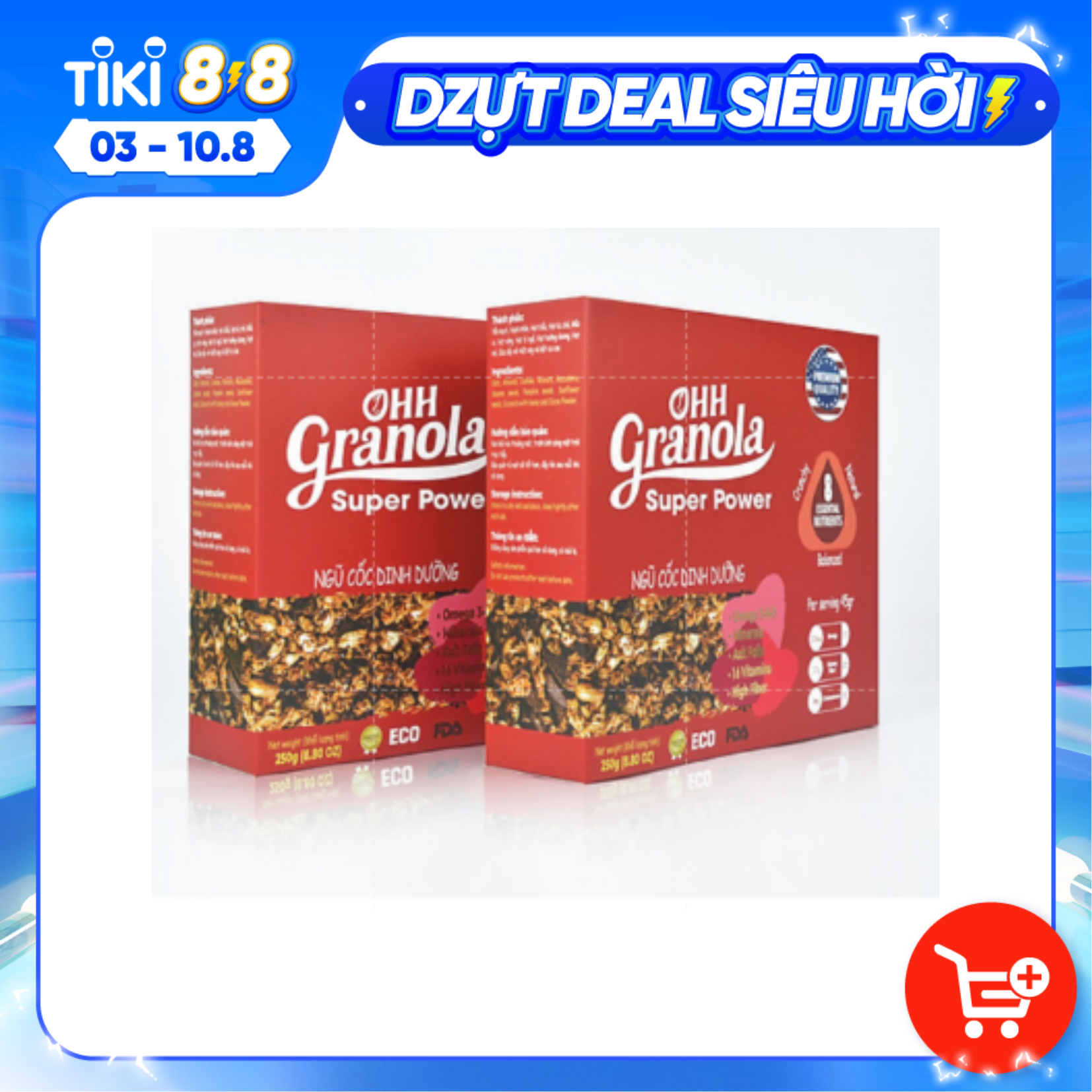 Phối trộn Chocolate đen và Coconut, dòng Super Power - Ohh Granola, Tiêu Chuẩn FDA Hoa Kỳ, Hộp 250g