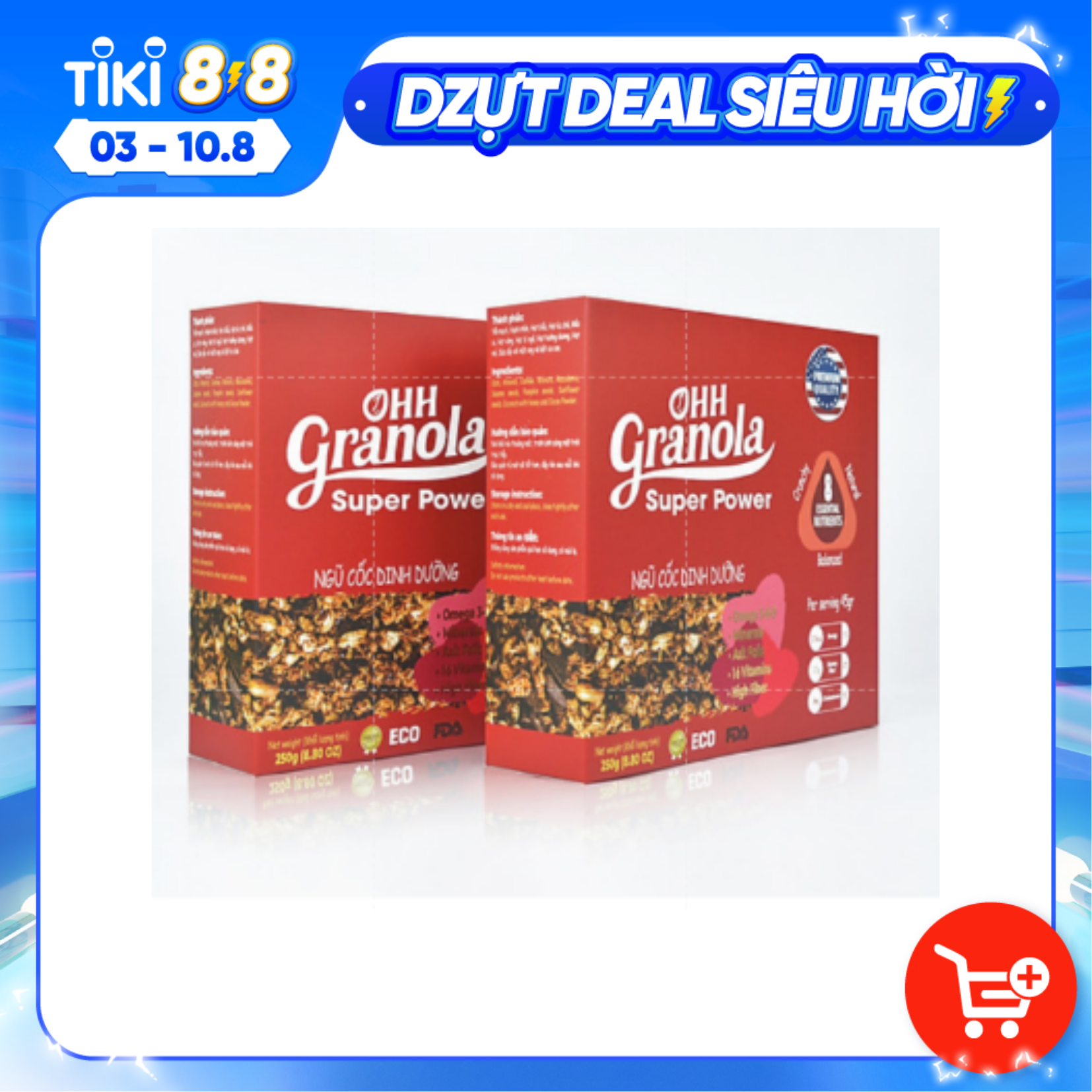 [Combo 2 Ngũ Cốc Tăng Cơ Giàu Năng Lượng] Phối trộn Chocolate đen và Coconut, dòng Super Power - Ohh Granola, Tiêu Chuẩn FDA Hoa Kỳ, Hộp 250g