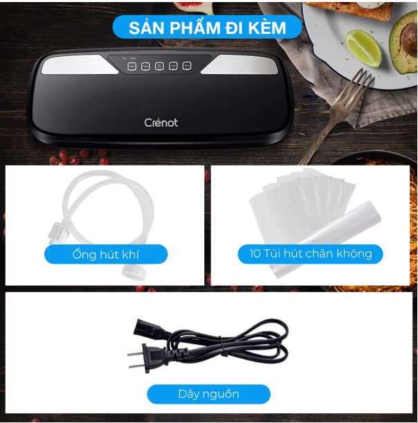Máy Hút Chân Không CRÉNOT Joice M5 Không Kén Túi, Hút và Hàn Miệng Túi 1- 2 mặt nhám Cao Cấp- Hàng chính hãng