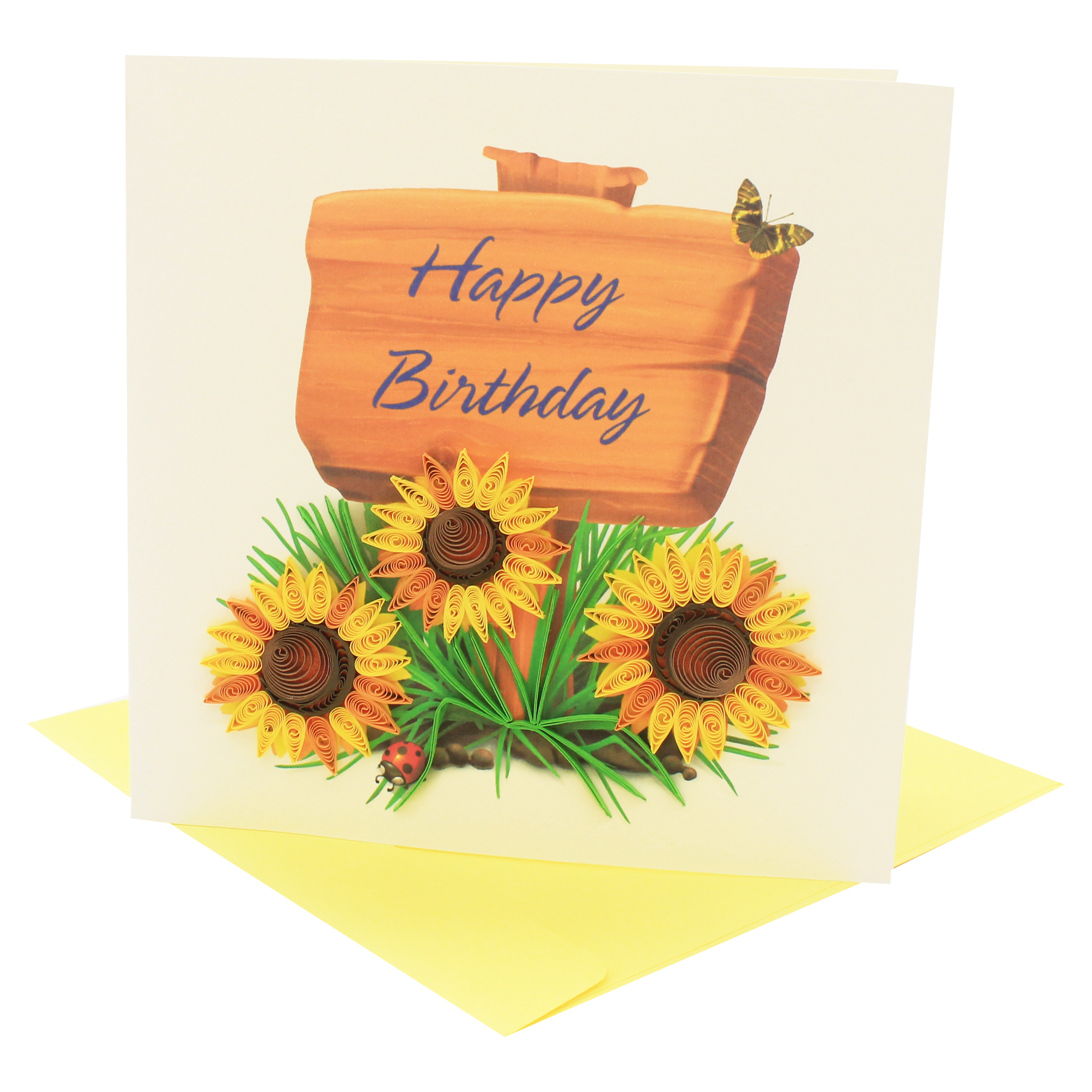 Thiệp Handmade - Thiệp Happy Birthday nghệ thuật giấy xoắn (Quilling Card) - Tặng Kèm Khung Giấy Để Bàn - Thiệp chúc mừng sinh nhật, kỷ niệm, tình yêu, cảm ơn...