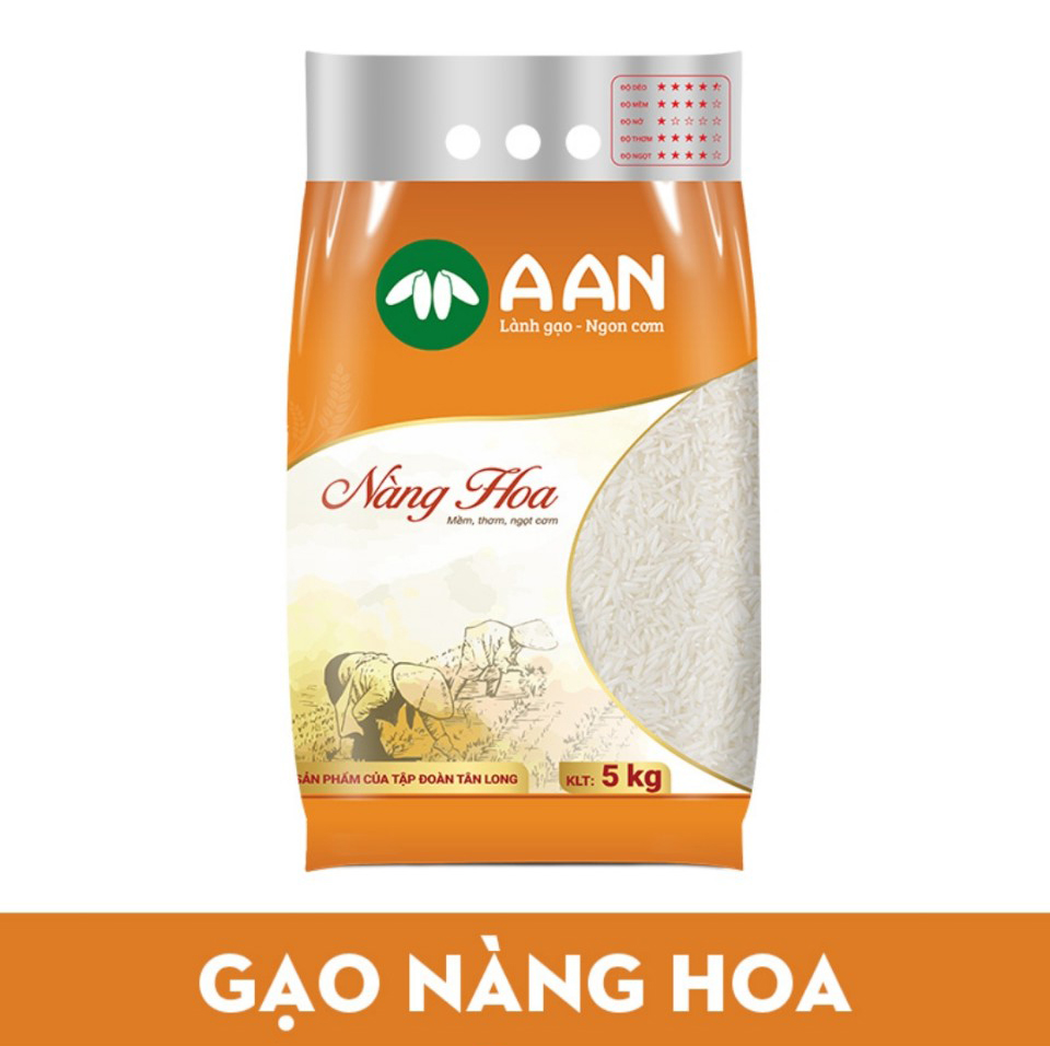 Gạo Nàng Hoa Túi 5kg A An - Mềm, dẻo, thơm nhẹ, ngọt cơm