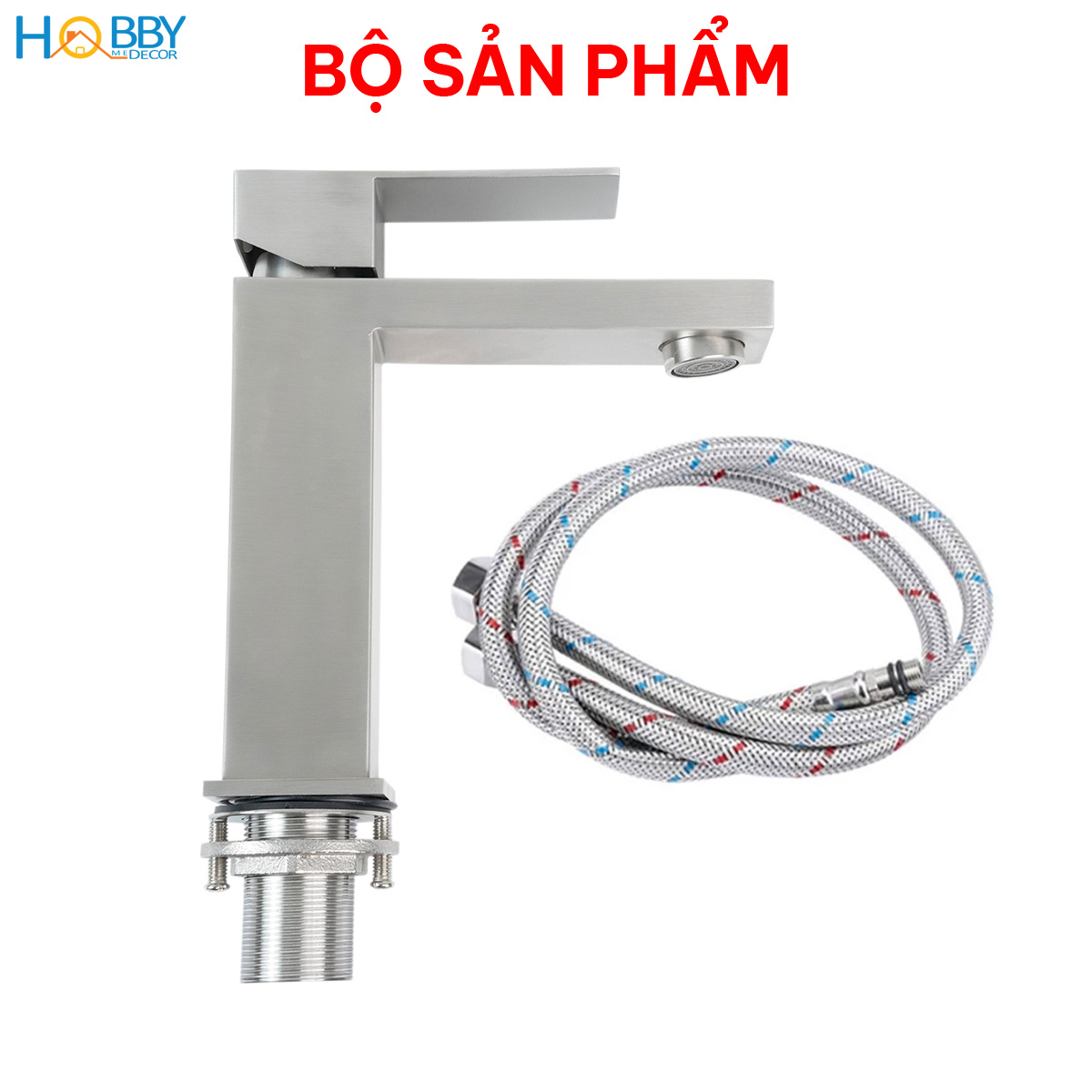Vòi chậu lavabo rửa mặt nóng lạnh inox 304 mờ Hobby home decor VRM6