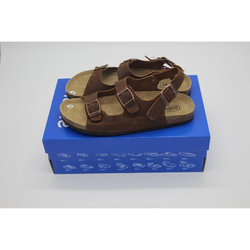 Dép Sandal da bò quai ngang Unisex (Đế trấu) - D02 Bioline