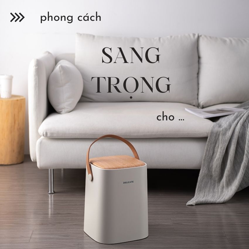 Thùng Rác Nhựa Gia Đình Có Nắp Siêu Sang FEEKA Để Phòng Khách - Phòng Ngủ Dung Tích 8 Lít