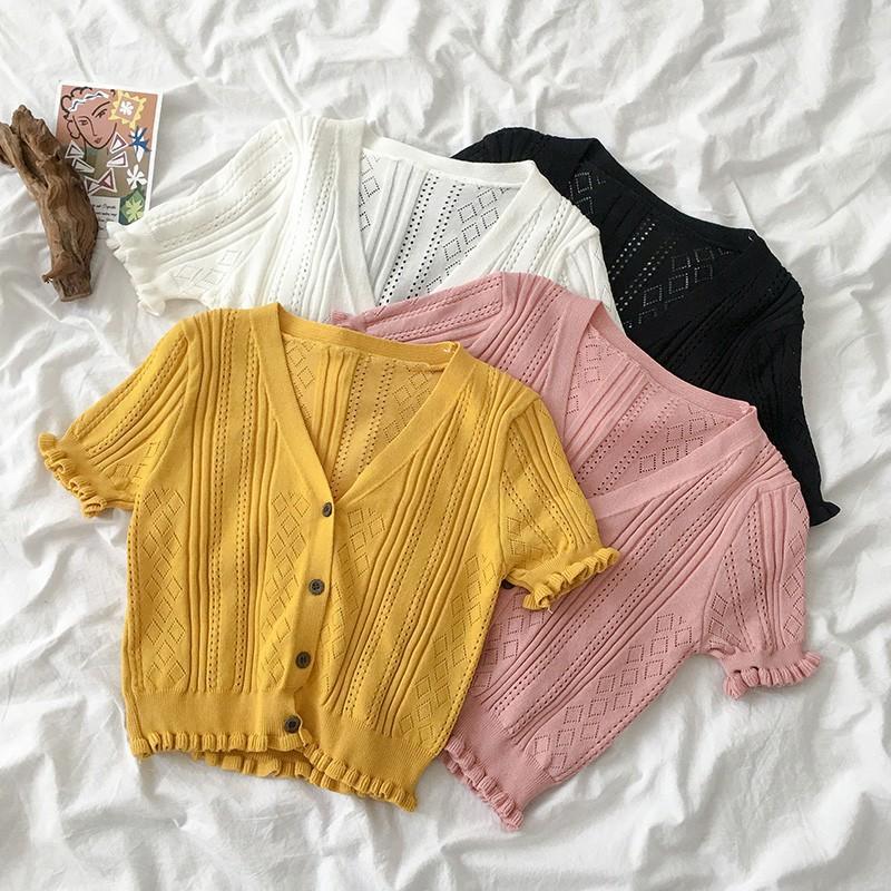 Áo Thun Nữ Ngắn Tay Cổ Chữ V Thời Trang