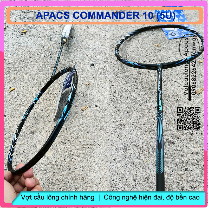 [Vợt cầu lông Apacs Commander 10 Black Blue- 5U] – Vợt nặng đầu thiên công, tiên phong công nghệ New Japan High-modulus graphite