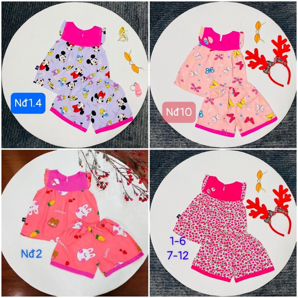 Bộ lanh bé gái 9m-5 tuổi sát nách in hình, Đồ bộ Tole cho bé nhẹ thoáng mát