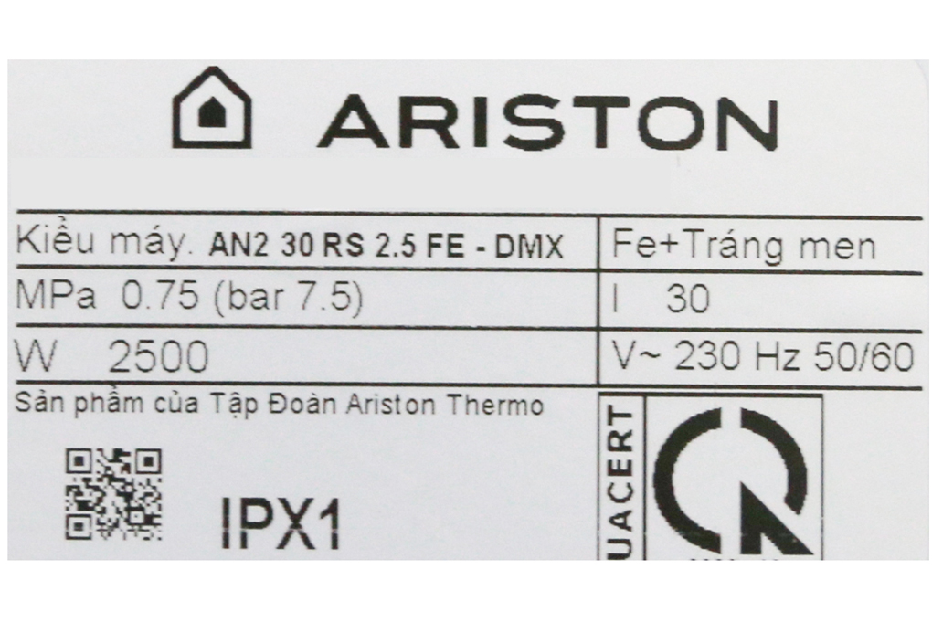 Máy nước nóng Ariston 30 lít AN2 30 RS 2.5 FE - DMX HÀNG CHÍNH HÃNG