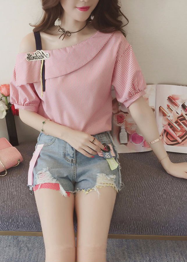Áo Kiểu Lệch Vai Army
