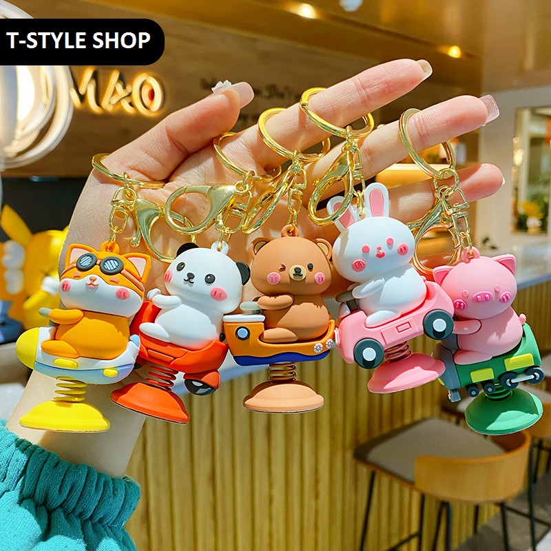 Móc khóa Gấu, thỏ, heo, chó shiba chơi thú nhúng