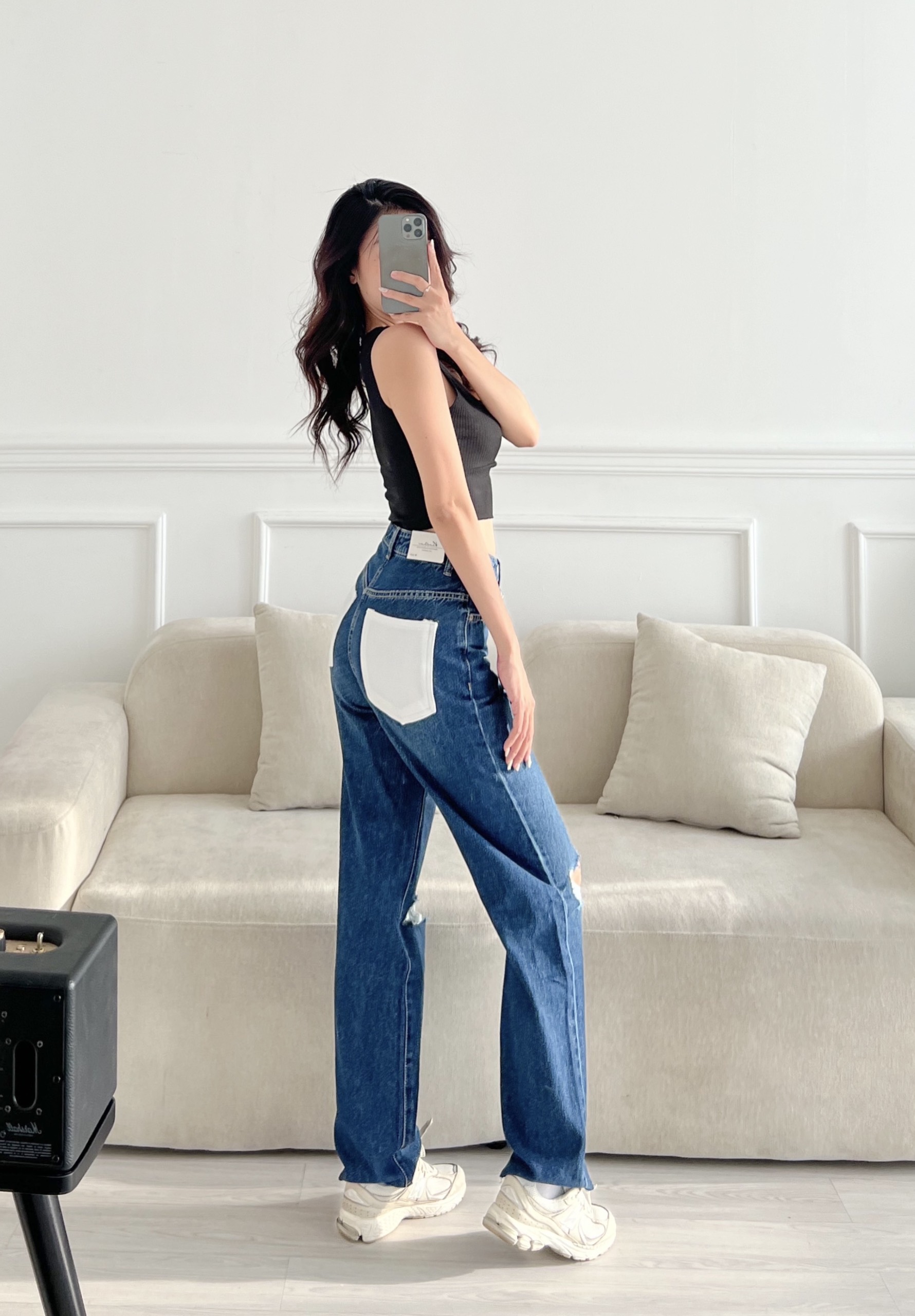 Quần jeans nữ suông đứng rách gối HQJeans mẫu mới nhất