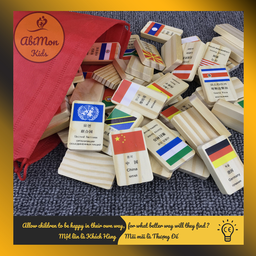 Domino Gỗ Cờ Các Quốc Gia  || Montessori cao cấp || Đồ chơi Gỗ - Giáo dục - An toàn - Thông minh