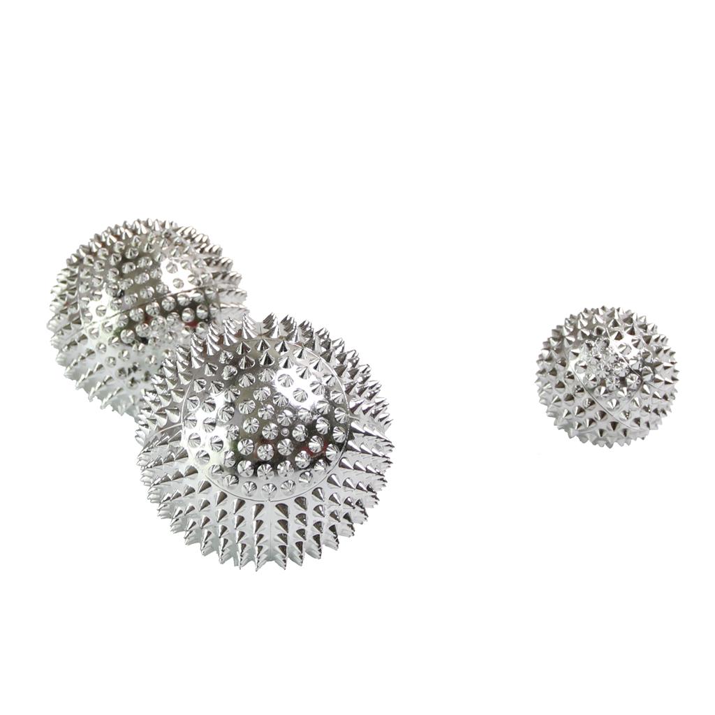 3pcs Palms Foot Massage Tool Body Acupressure Spiky Plantar Fasciitis Massage Balls 3.2 cm + 4.5 cm + 5.6 cm Gold / Sliver