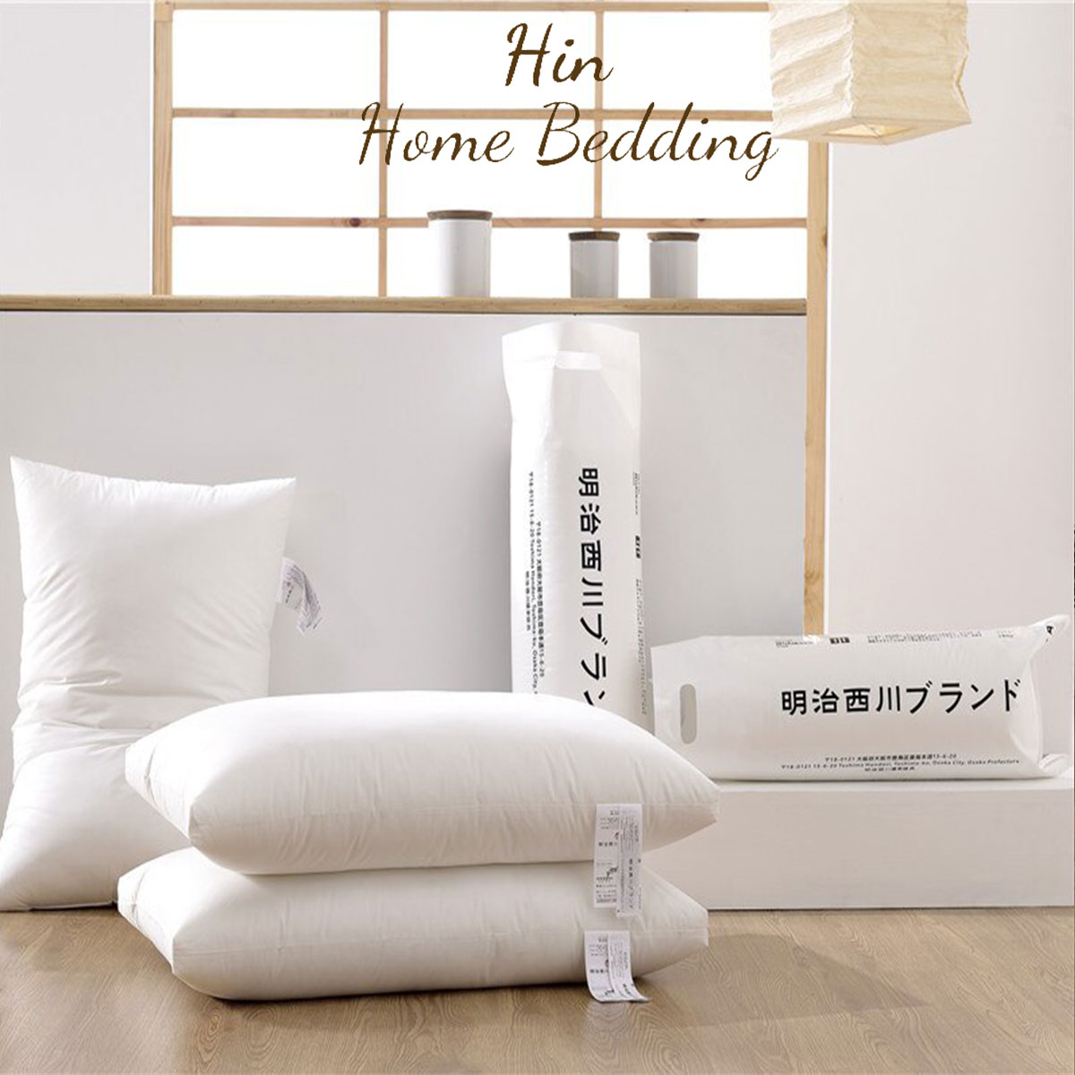 Gối Khách Sạn 50x70cm Hin Home Bedding Gối Ngủ Ruột Gối Lông Vũ Nhân Tạo Cao Cấp Gối Nhật Bản