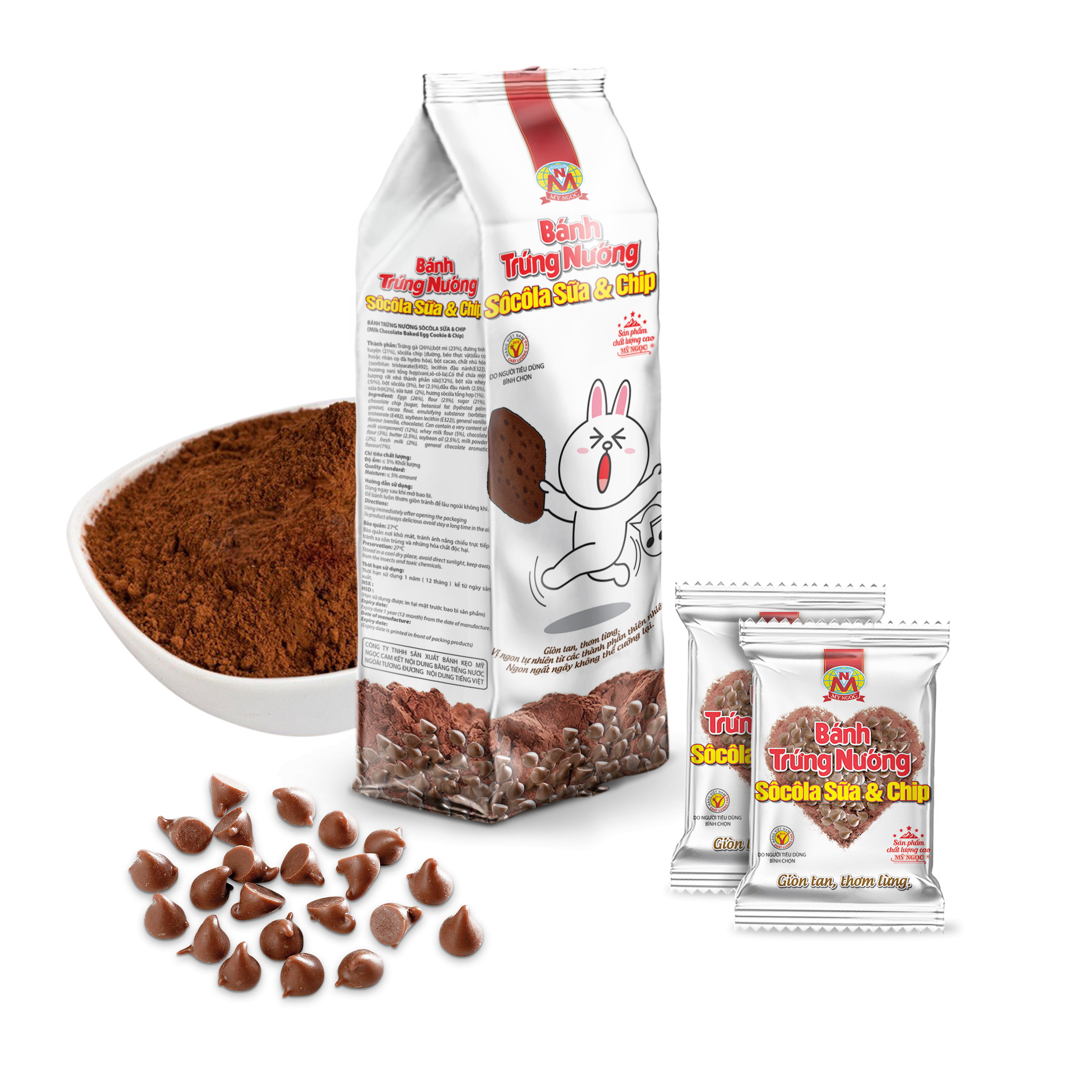 162g Bánh trứng nướng SÔCÔLA sữa & chip MỸ NGỌC