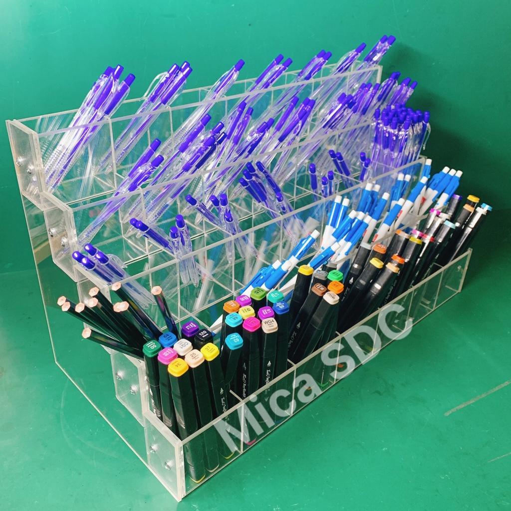 Kệ bút mica 35 ô - 50 ô- Kệ bút văn phòng phẩm nhiều ô