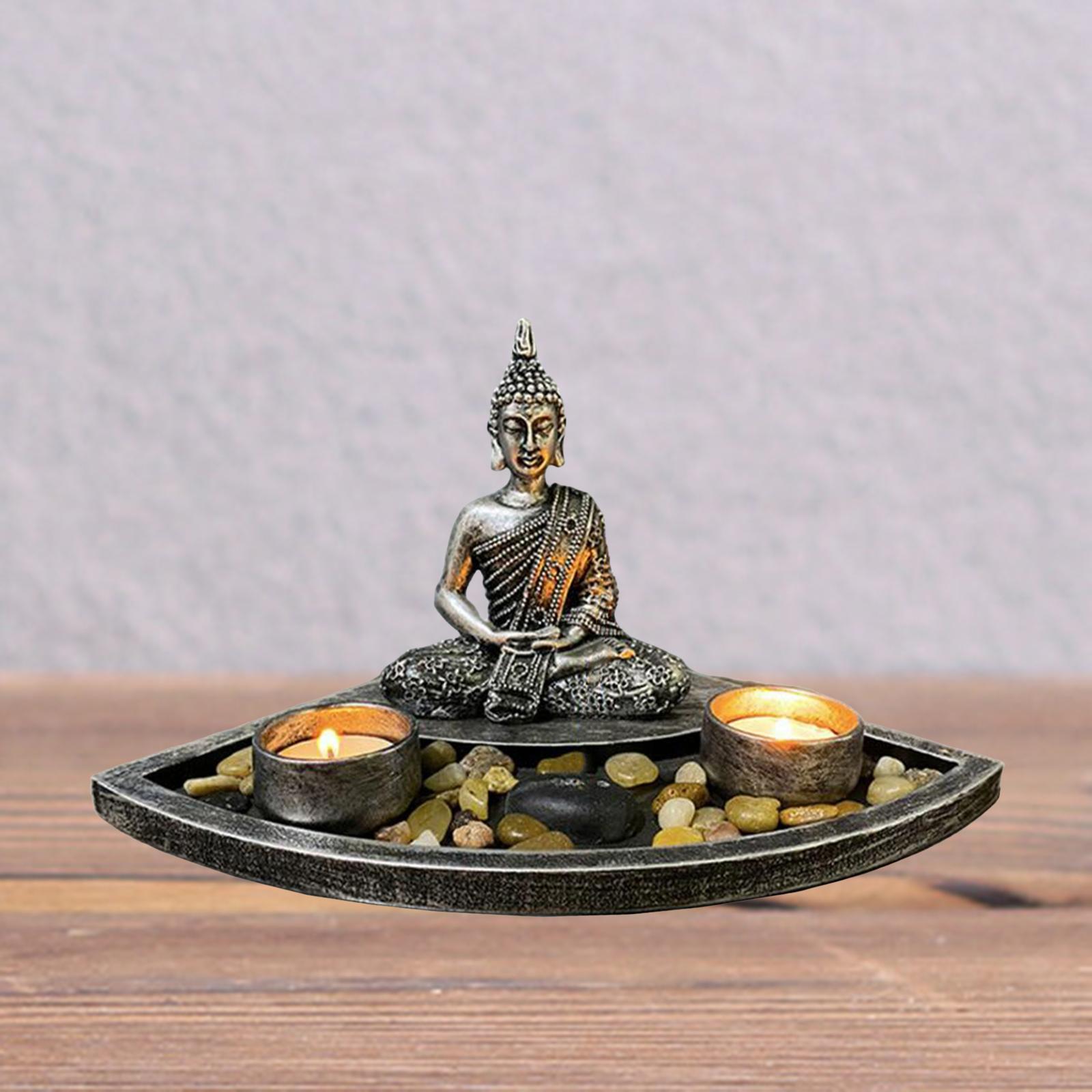 Candle Holder Resin Buddha Statue for Ornaments Garden Room A