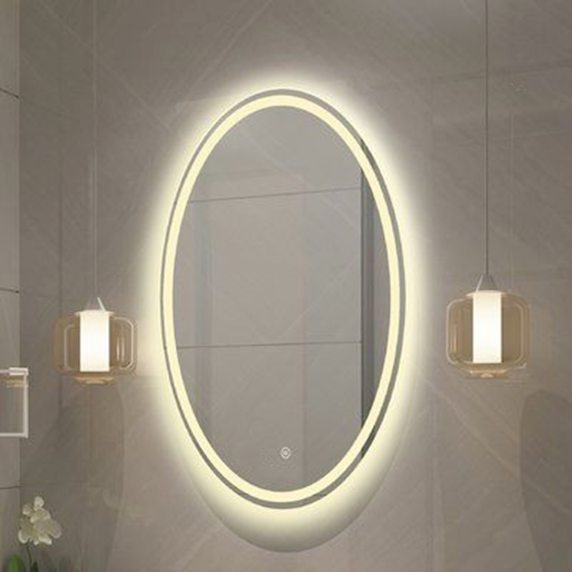 Gương Led Cảm Ứng Treo Tường Hình Elip Kích Thước Theo Yêu Cầu DLQ INTERIORS Trang Trí Nhà Cửa, Phòng Tắm