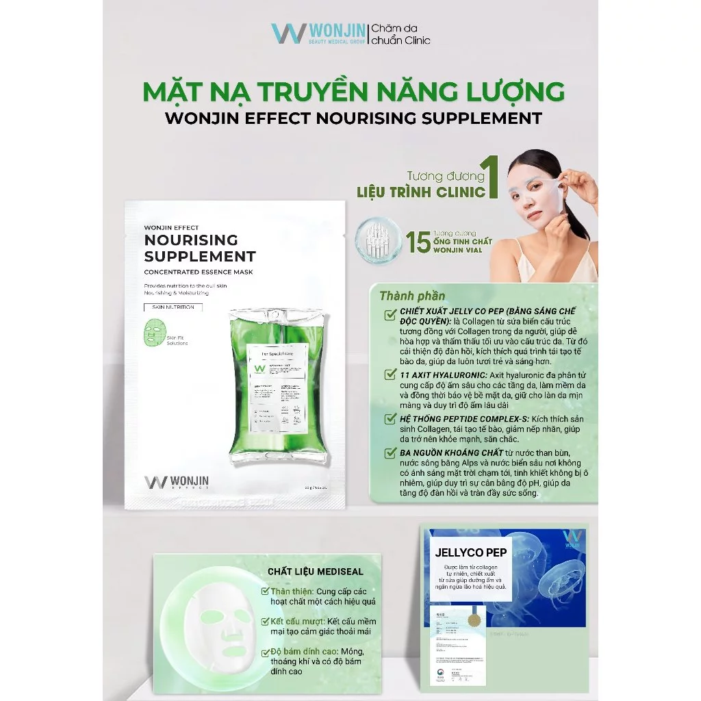 Combo 10 Mặt Nạ Phục Hồi Chuyên Sâu WonJin Effect Nourising Supplement Mask 30g