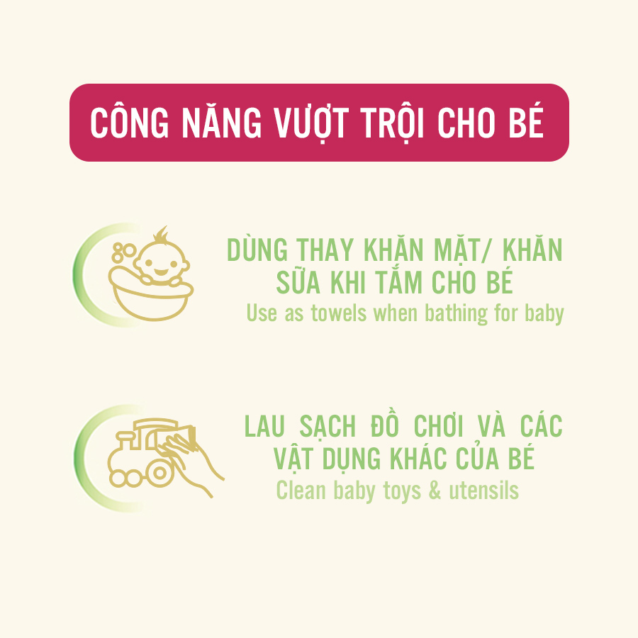 Combo 6 túi khăn khô 100% sợi tự nhiên &amp; rayon Mamamy Tropical 160 tờ