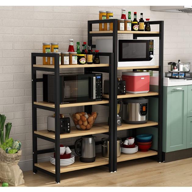 Kệ lò vi sóng, kệ bếp đa năng 4 tầng mặt gỗ chân sắt tĩnh điện siêu bền - BH 3 năm - ND010