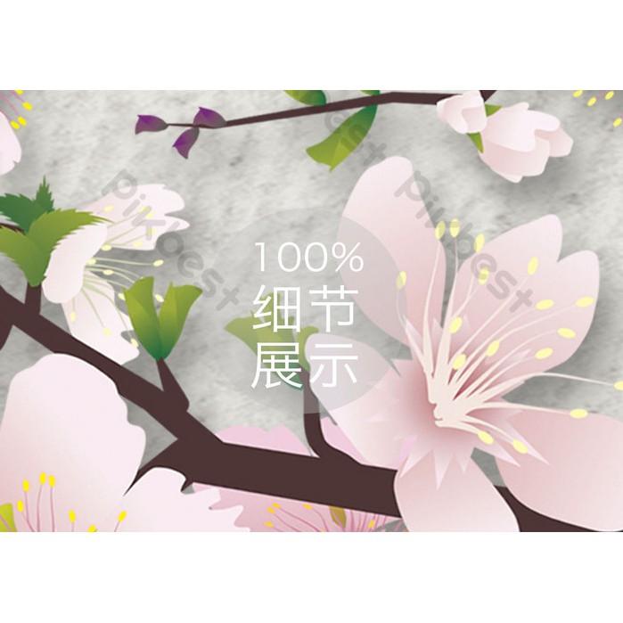 Tranh dán tường Hoa đào hoài cổ, tranh dán tường 3d hiện đại MS1338193