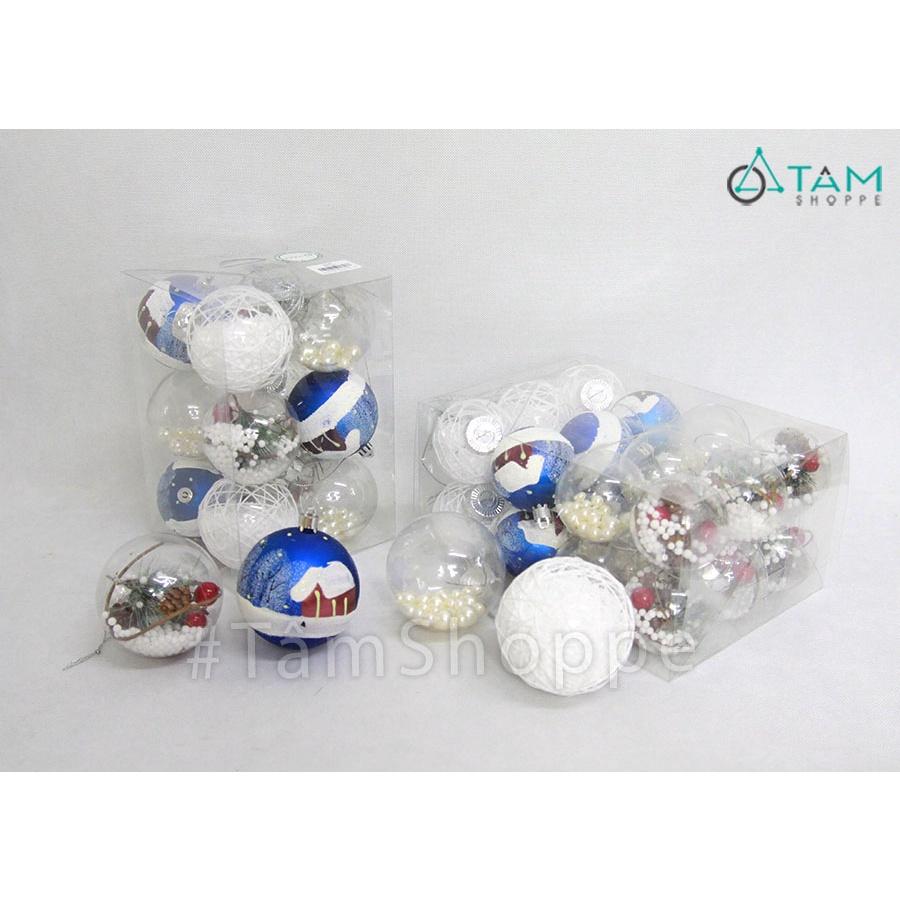 Set 3 trái châu trang trí noel họa tiết thủ công X-TRCH-22