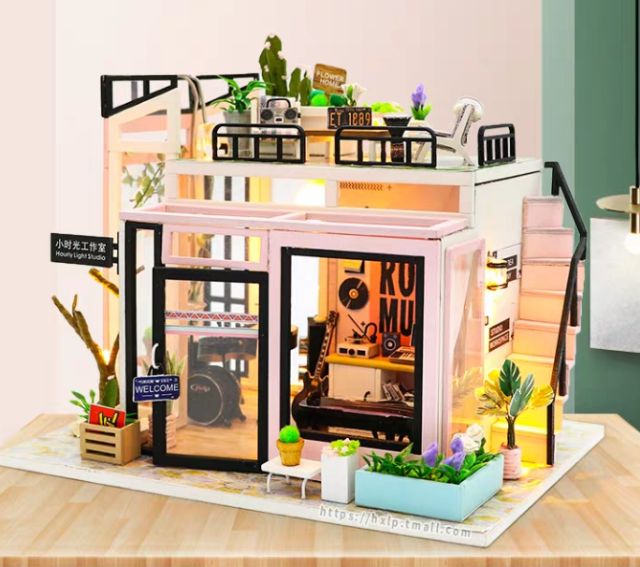 Mô hình nhà gỗ búp bê Dollhouse DIY - M903 Hourly Light Studio