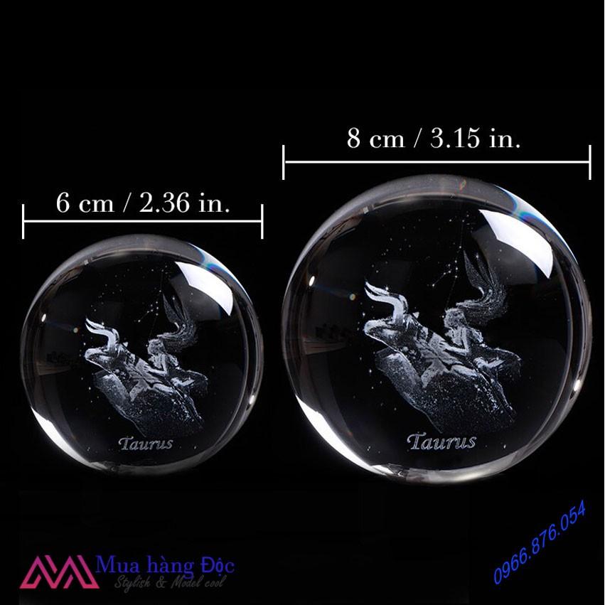 Quà Tặng Sinh Nhật Quả Cầu Pha Lê 3D LED Cung Kim Ngưu