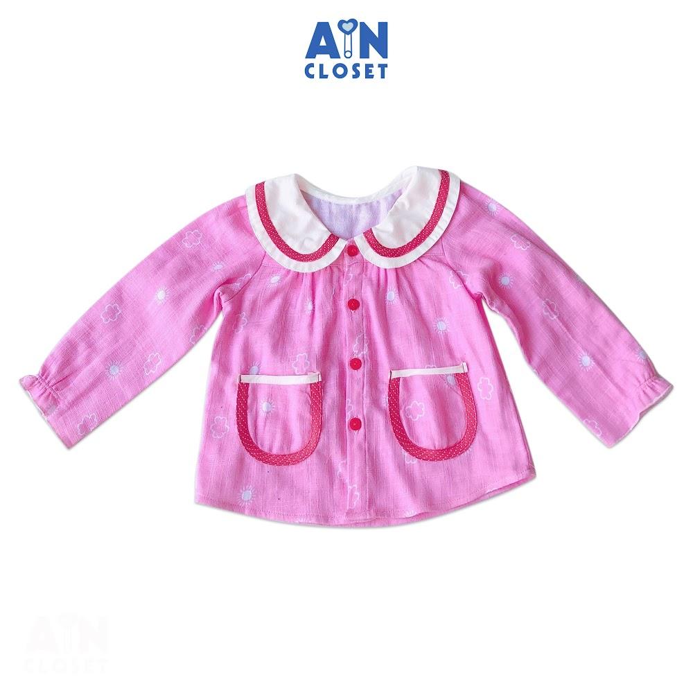 Áo khoác bé gái họa tiết Hồng cánh sen linen xô - AICDBGMEJJM4
