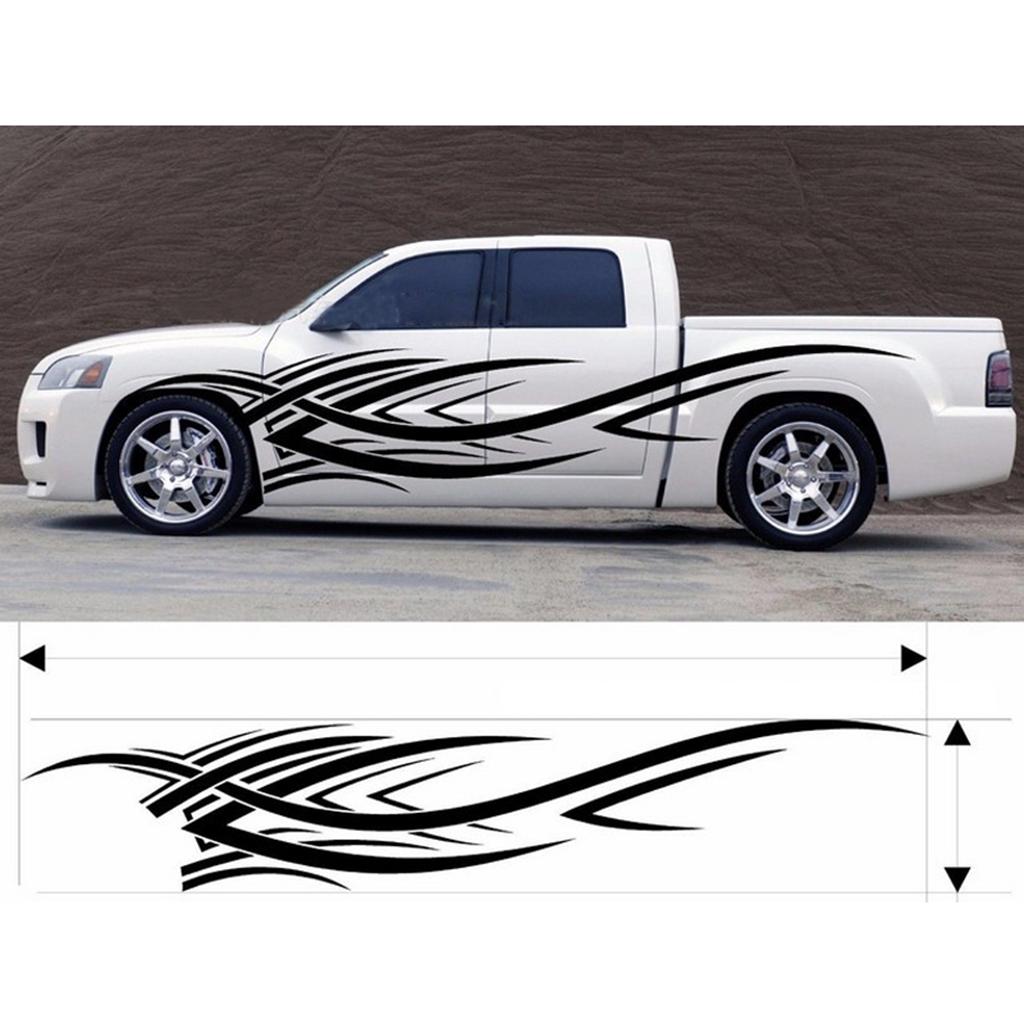 Pair Waterproof Car Body Side Truck Decal Vinyl Flame Graphics Racing Stripes Sticker Universal