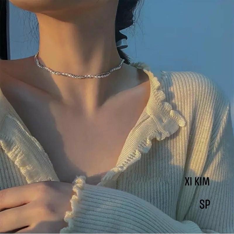 Siêu phẩm choker dây đôi mix - Bạc Nomi