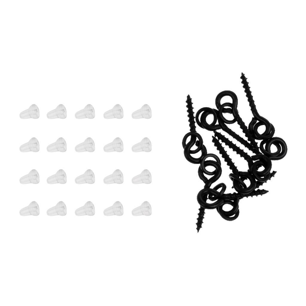 10Pcs Bait Screws with Rings + 20Pcs Hook Stops Stopers Carp Fishing Tackle Rigs