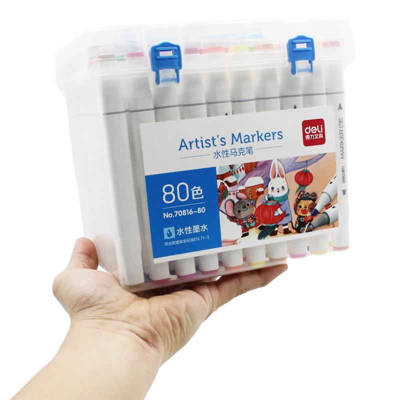 Hộp 80 Bút Lông Màu 2 Đầu Artist Marker - Deli 70816-80