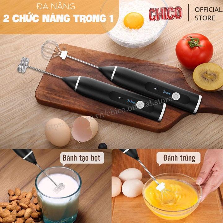 Máy đánh trứng, Tạo bọt cafe, Đánh kem bông.Đánh trứng 3 cấp độ sạc điện mini cầm tay cao cấp