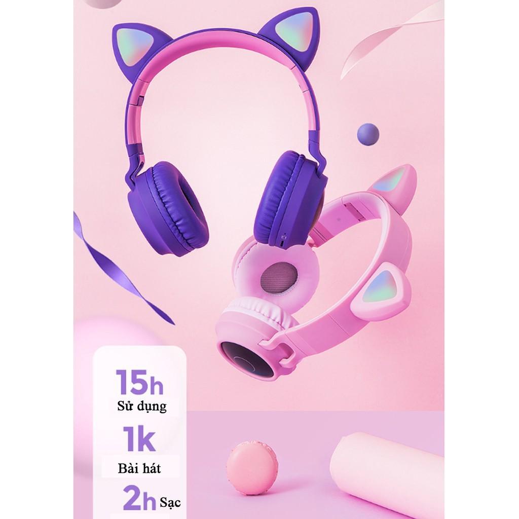 Tai Nghe Mèo Headphone Chụp Tai Bluetooth 5.0 P47M Không Dây Hình Tai Mèo Dễ Thương Giá Rẻ Siêu Cute 2021