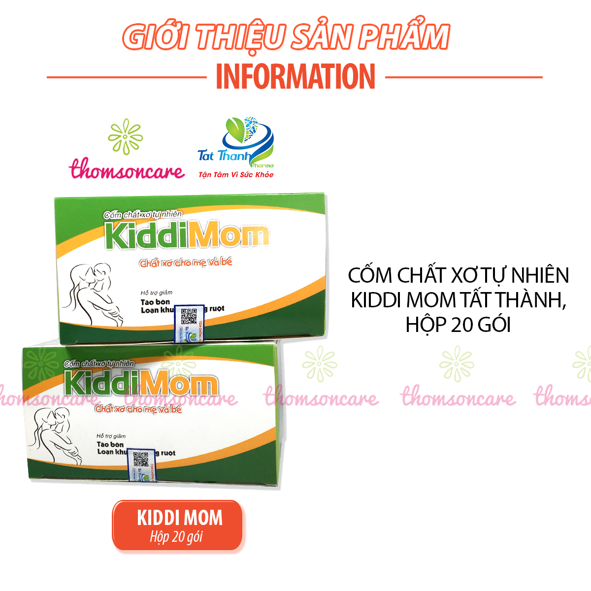 KiddiMom - Cốm bổ sung chất xơ, ngăn ngừa táo bón cho mẹ bầu và bé - Hộp 20 gói