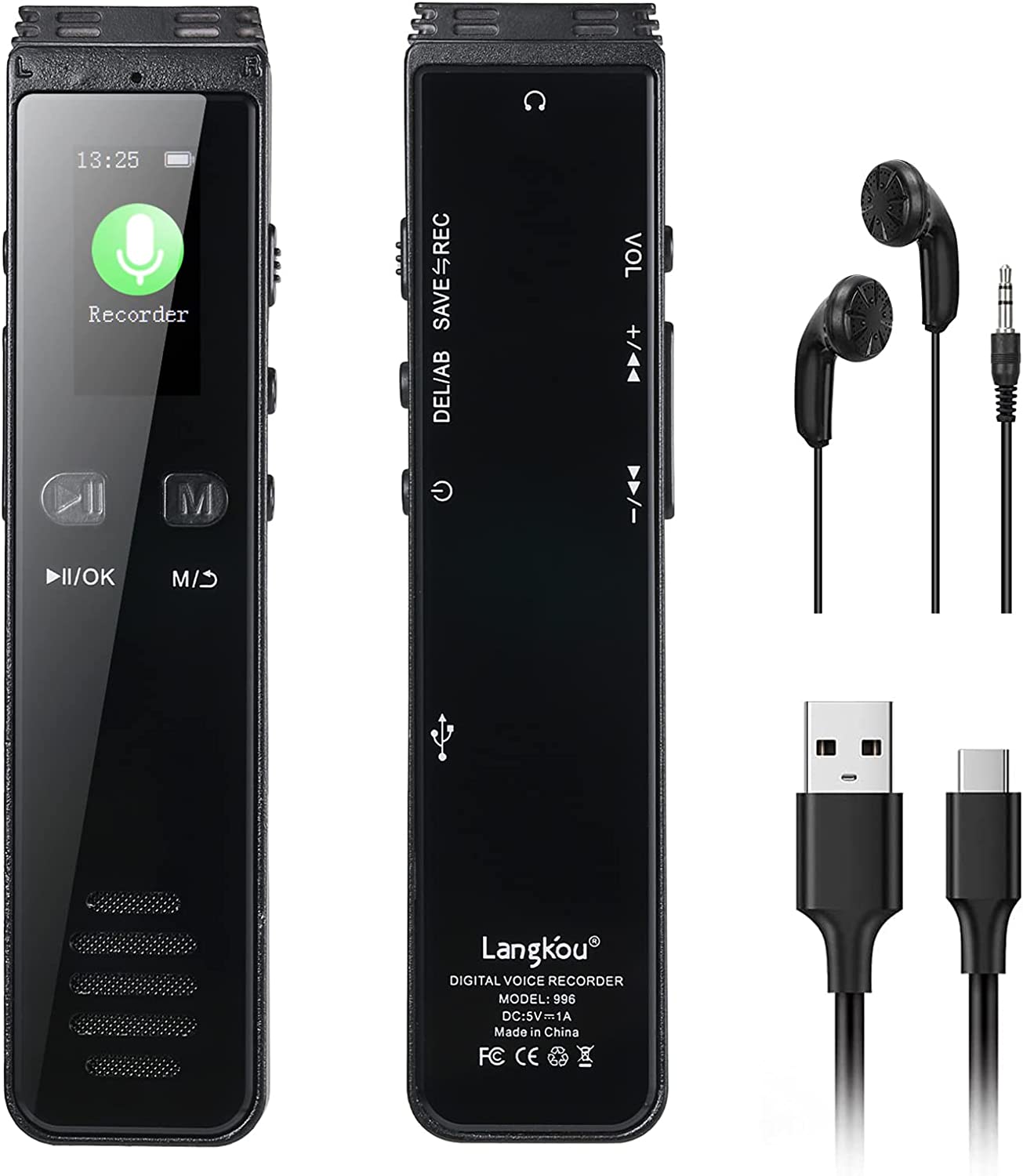 ROGTZ - Máy Ghi Âm Chuyên Nghiệp GA996 Bộ nhớ 8Gb Ghi âm sắc nét Chống ồn chủ động Loại bỏ tạp âm Kết nối Bluetooth Loa ngoài Hi-Fi Tự động lưu khi tắt máy Bảo mật tệp tin Sinh viên Nhà báo Soạn nhạc Họp hành - Hàng Chính Hãng